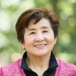 close-up of an elderly woman smiling